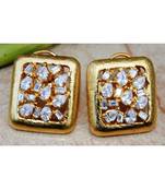 Uncut Diamond Gold Framed Earrings