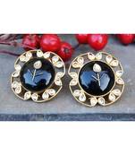 Leafy Black Gold Stud Earrings