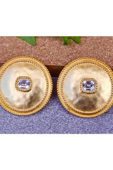 Rimmed Bold Gold Stud Earrings