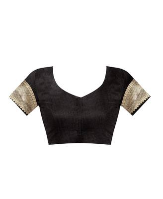 Black woven art silk sarees saree with blouse 4