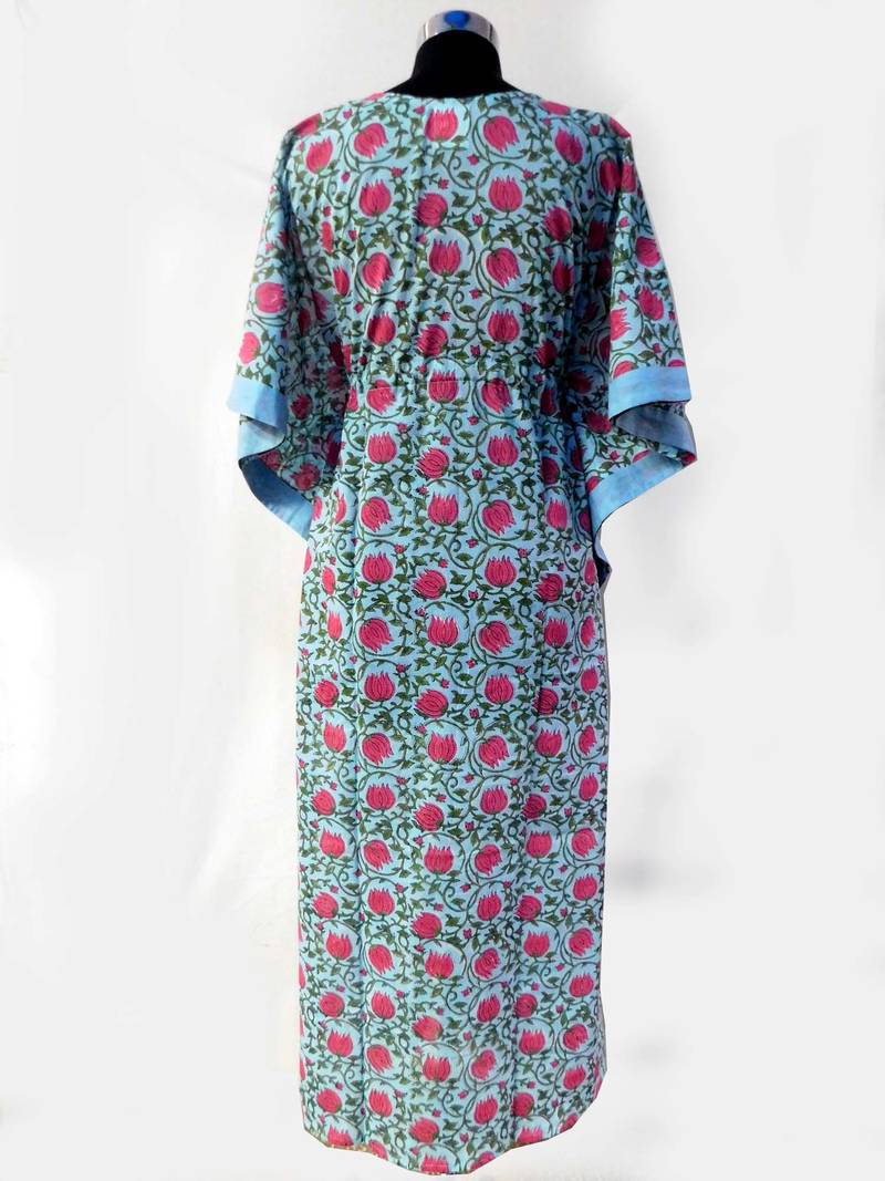 Floral print indian cotton fashionble sexy kaftan plus size maxi dress abaya poncho