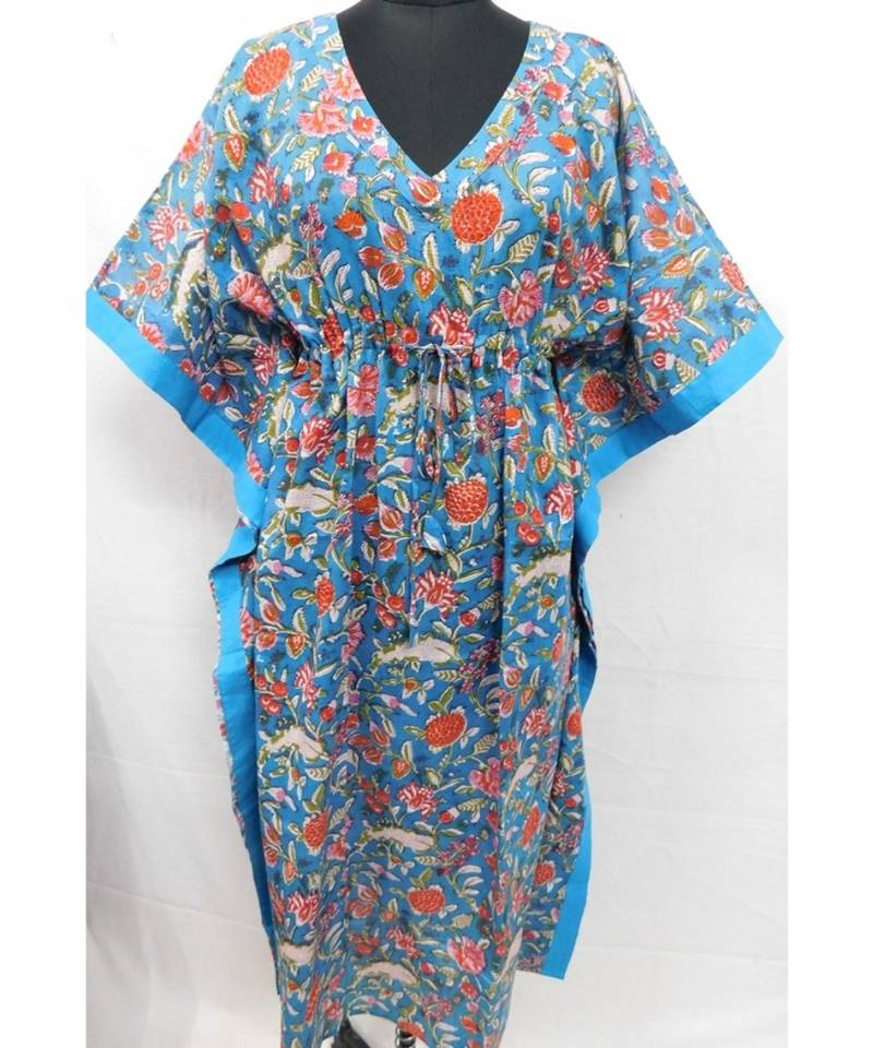 Floral Print Indian Casual Women Long Kaftan Hippie Sexy Plus Size Maxi  Dress Boho Tunic - Lavinas - 2885990