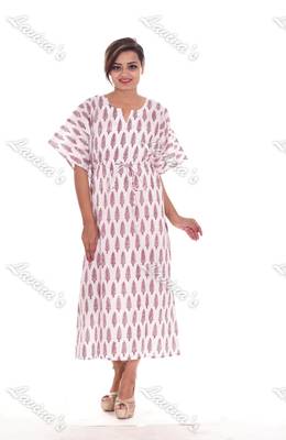 Indian Cotton Casual Women Long Kaftan Hippie Printed Boho Caftan Sleepwear Nightgown 1