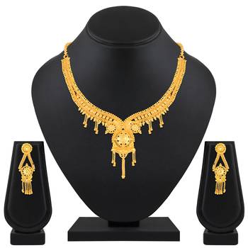 Gorgeous 1 Gram High Gold Plated Choker Style Brass Necklace Set For Women 1