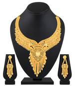 Trendy Fashion 1 Gram High Gold Plated Choker Style Brass Necklace Set For Women