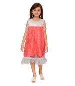 Red plain net kids frock