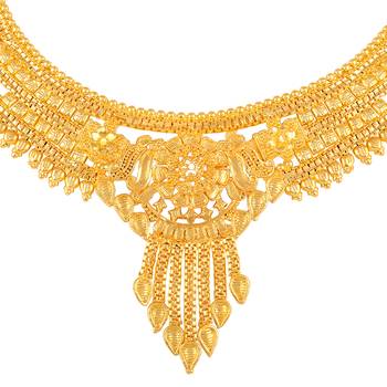 Fashionable 1 Gram High Gold Plated Choker Style Brass Necklace Set For Women 2