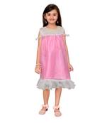 Pink plain net kids frock