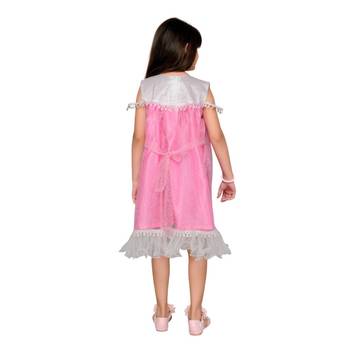 Pink plain net kids frock 3