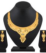 Attractive 1 Gram High Gold Plated Choker Style Brass Necklace Set For Women