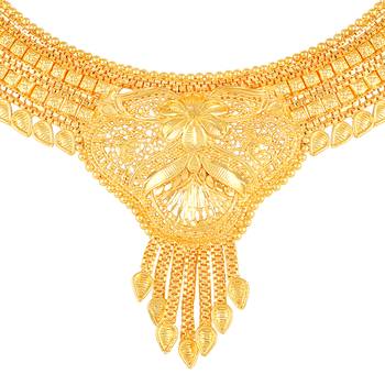 Attractive 1 Gram High Gold Plated Choker Style Brass Necklace Set For Women 2
