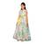 Green printed net kids gown