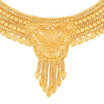Traditional Designer 1 Gram High Gold Plated Choker Style Brass Necklace Set For Women 2
