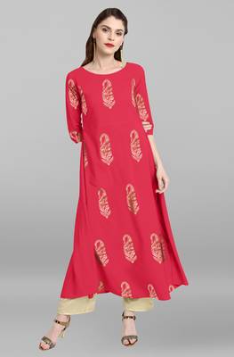 Janasya Pink printed crepe kurti 2