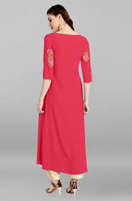 Janasya Pink printed crepe kurti 5