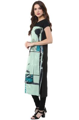 Janasya Sea-green printed crepe kurti 4
