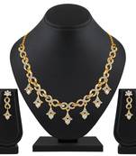 Stylesh Gold Plated White Stone Choker Style Necklace Set For Women