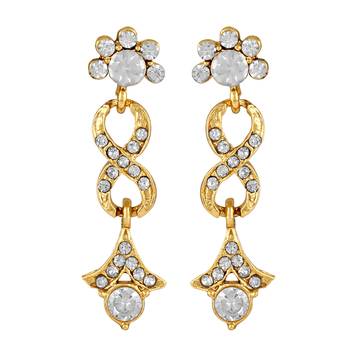 Stylesh Gold Plated White Stone Choker Style Necklace Set For Women 3