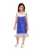 Blue plain net kids frock