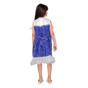 Blue plain net kids frock 3