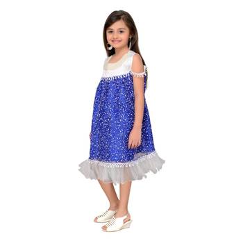 Blue plain net kids frock 4