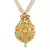 Rajwadi Style Enamel Work Gold Plated Lct Stone Matinee Style Necklace Set For Women