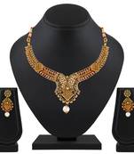 Creative Gold Plated Lct Stone Choker Necklace Set For Women