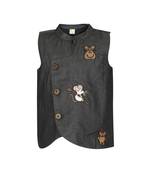 Angrakha style demin Mouse Embroidered Denim Jacket