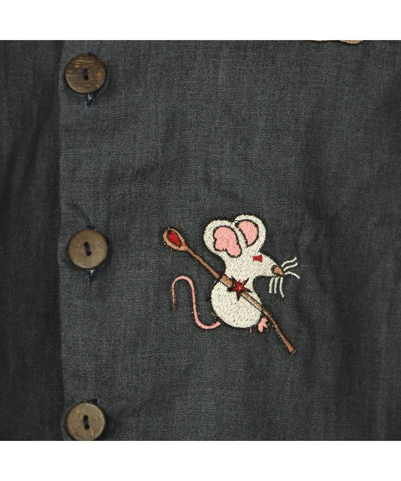 Angrakha style demin Mouse Embroidered Denim Jacket