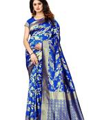 Royal blue woven art silk sarees saree with blouse
