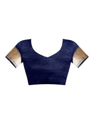 Navy blue woven art silk sarees saree with blouse 4