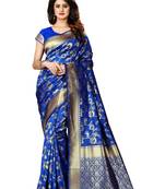 Royal blue woven art silk sarees saree with blouse