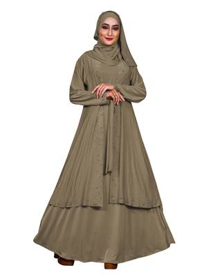 Ivory Embroidered Lycra Burka 1