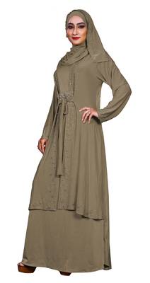 Ivory Embroidered Lycra Burka 2