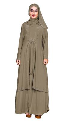 Ivory Embroidered Lycra Burka 4