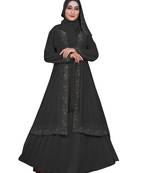 Grey Embroidered Lycra Burka