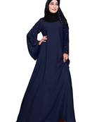 Navy-Blue Embroidered Nida Burka