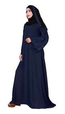 Navy-Blue Embroidered Nida Burka 2