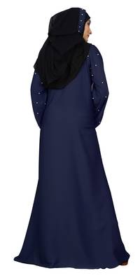 Navy-Blue Embroidered Nida Burka 3