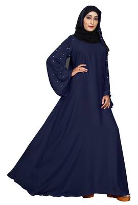 Navy-Blue Embroidered Nida Burka 4