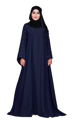 Navy-Blue Embroidered Nida Burka 5