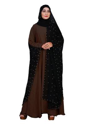 Brown Embroidered Nida Burka 1