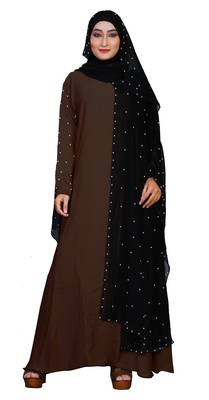 Brown Embroidered Nida Burka 4