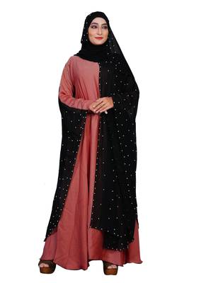 Peach Embroidered Nida Burka 1