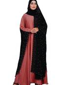 Peach Embroidered Nida Burka