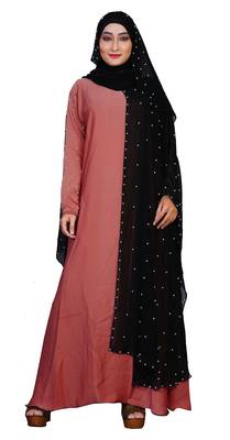 Peach Embroidered Nida Burka 4