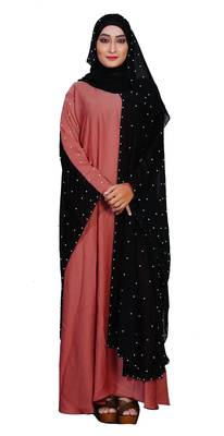 Peach Embroidered Nida Burka 5