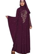 Dark-Violet Embroidered Lycra Burka