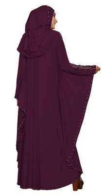 Dark-Violet Embroidered Lycra Burka 3