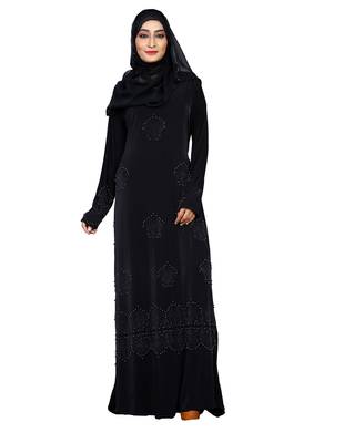 Black Embroidered Lycra Burka 1